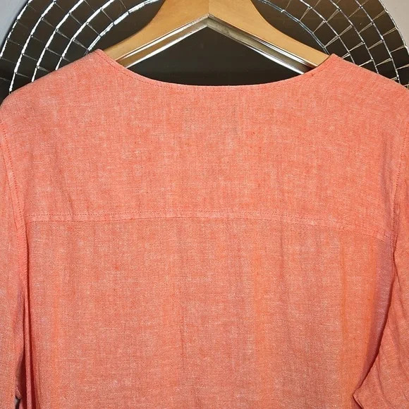 Tahari Linen Long Convertable Sleeves Lagenlook Coastal Tunic Blouse Shirt NWOT - Picture 10 of 14